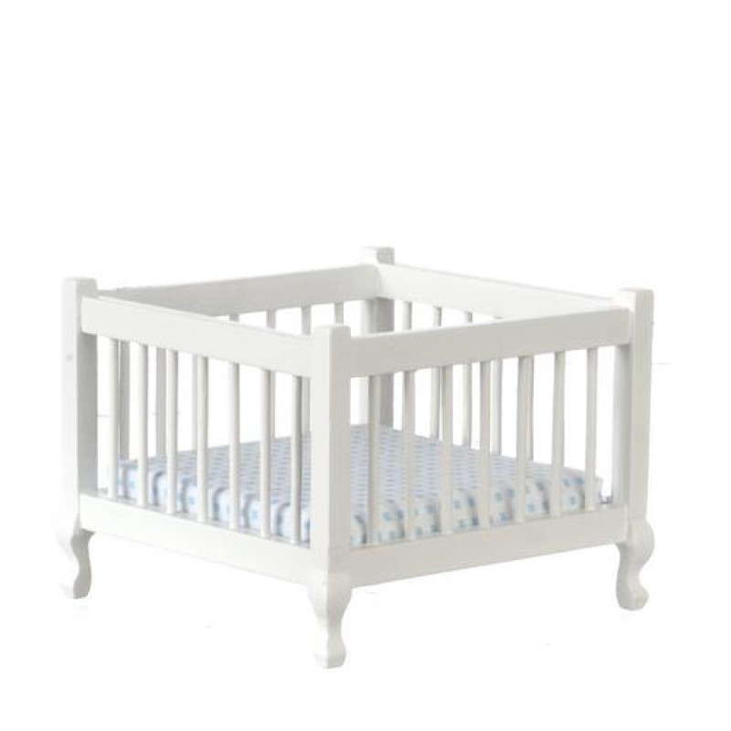 Dolls House Playpen White Wood on Cabriole Queen Anne Legs Nursery Furniture