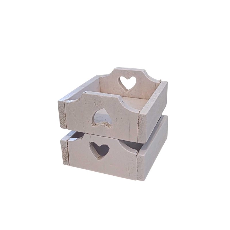 Dolls House 2 White Trays Heart Cut Out Design Rectangular 1:12 Scale Accessory