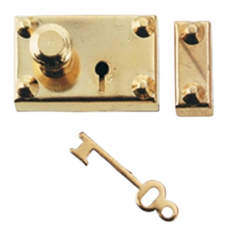 Dolls House Old English Lock & Key Brass 1:12 Door Lockset Miniature Hardware