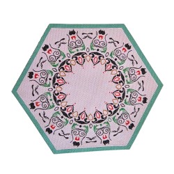 Dolls House Folk Art Rug Octagonal Miniature Floor Accessory Small