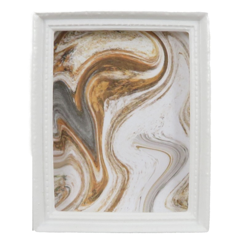 Dolls House White & Gold Marble Abstract Picture in Frame Modern Art Accessory