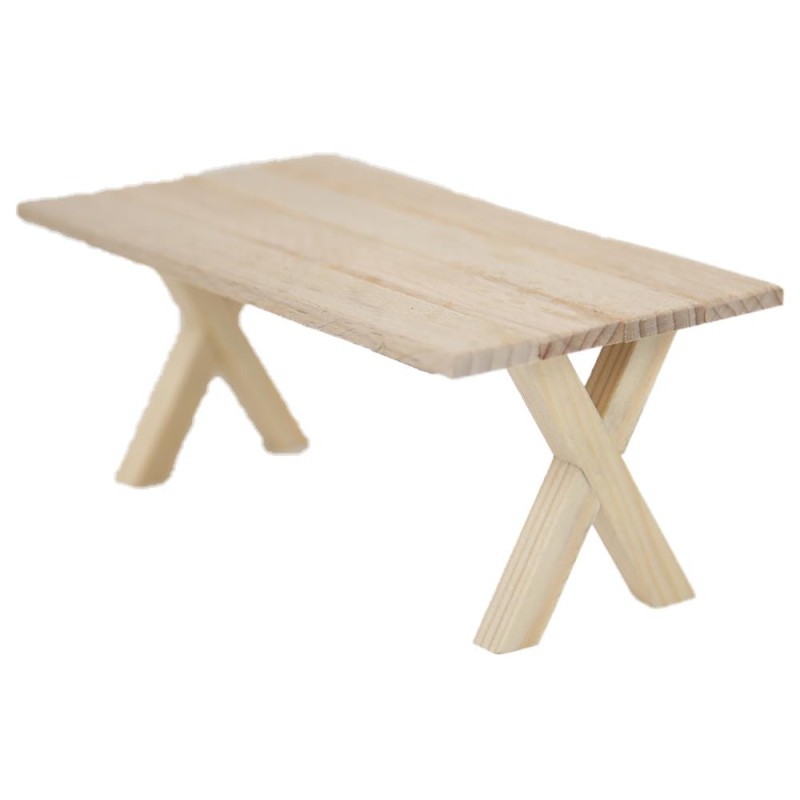 Dolls House Table with Bare Wooden Legs Miniature Modern Dining Furniture