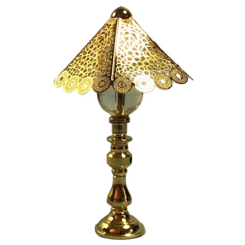 Dolls House Gold Filigree Table Lamp Modern Non Working Light 1:12 Accessory