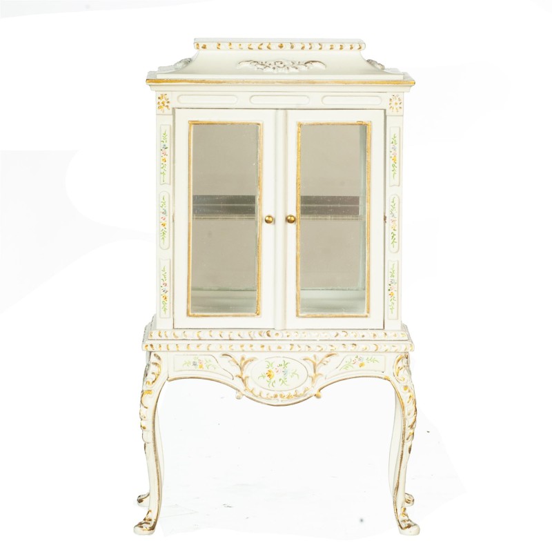 Dolls House China Cabinet on Legs White Hand Painted  JBM Miniature Furniture