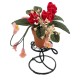 Dolls House Red Flowers in Terracotta Pot on Plant Stand Garden Accessory