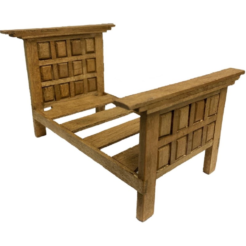 Dolls House Hacienda Style 4 Panel Single Bed Rustic Country Bedroom Furniture