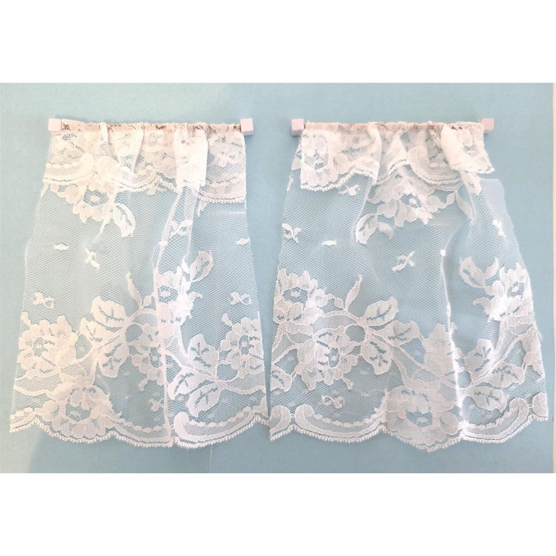 Dolls House White Net Curtains on Rail Miniature 1:12 Scale Accessory Dolls House White Net Curtains on Rail Miniature 1:12 Scale Accessory