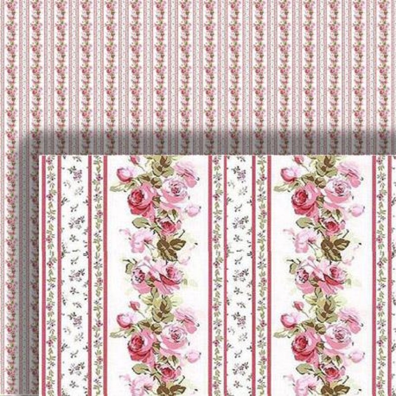 Dolls House Wallpaper Victorian Climbing Rose Pink 1/2 inch 1:24 Miniature Print