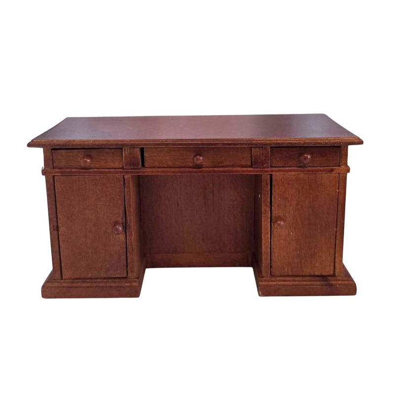 Dolls House Kneehole Desk Victorian Walnut Miniature Office Furniture Dolls House Kneehole Desk Victorian Walnut Miniature Office Furniture