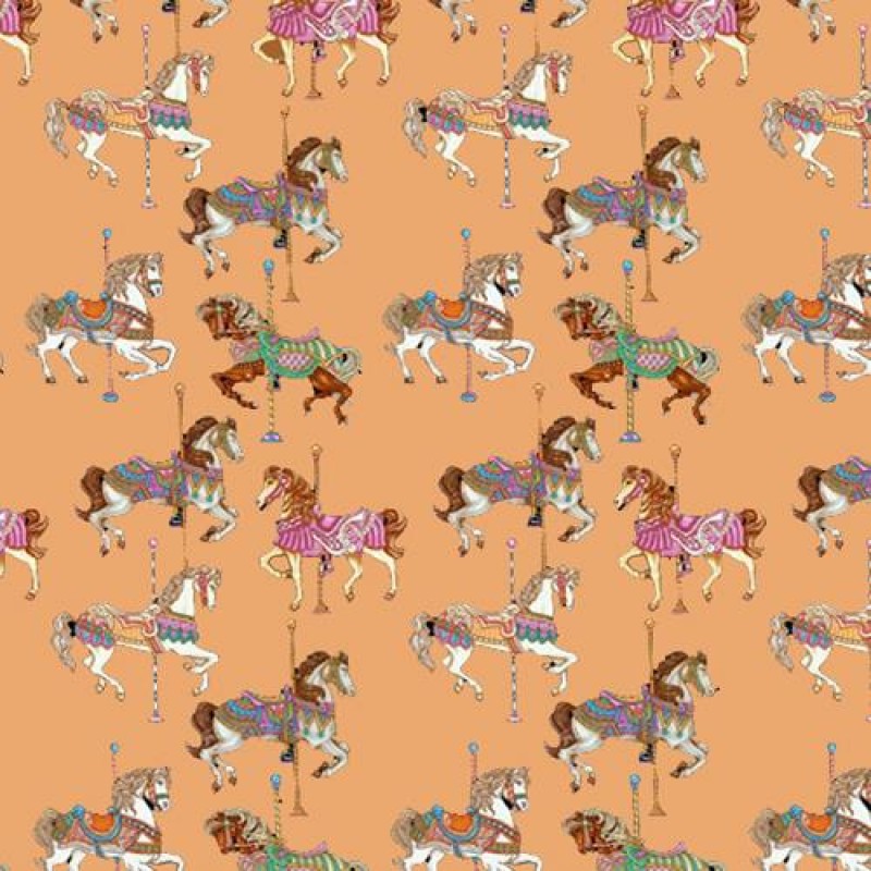 Dolls House Wallpaper Carousel Horses 1:24 Nursery Paper 1/2in Miniature Print