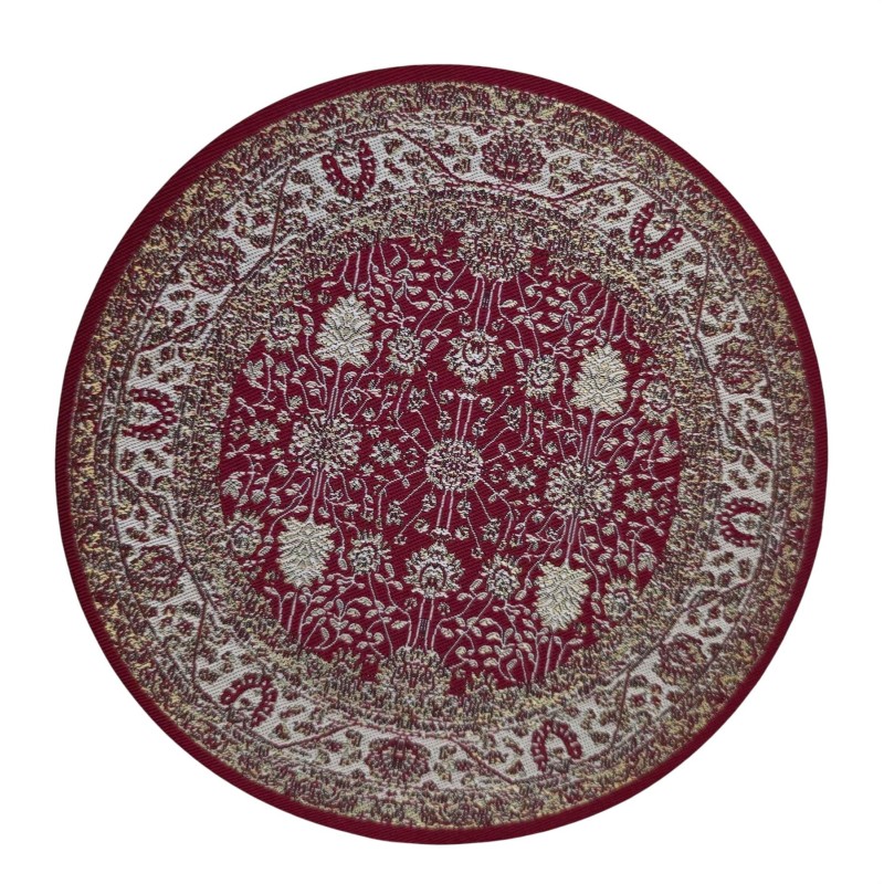 Dolls House Round Rug  Rich Red Victorian Design Floor Accessory Medium