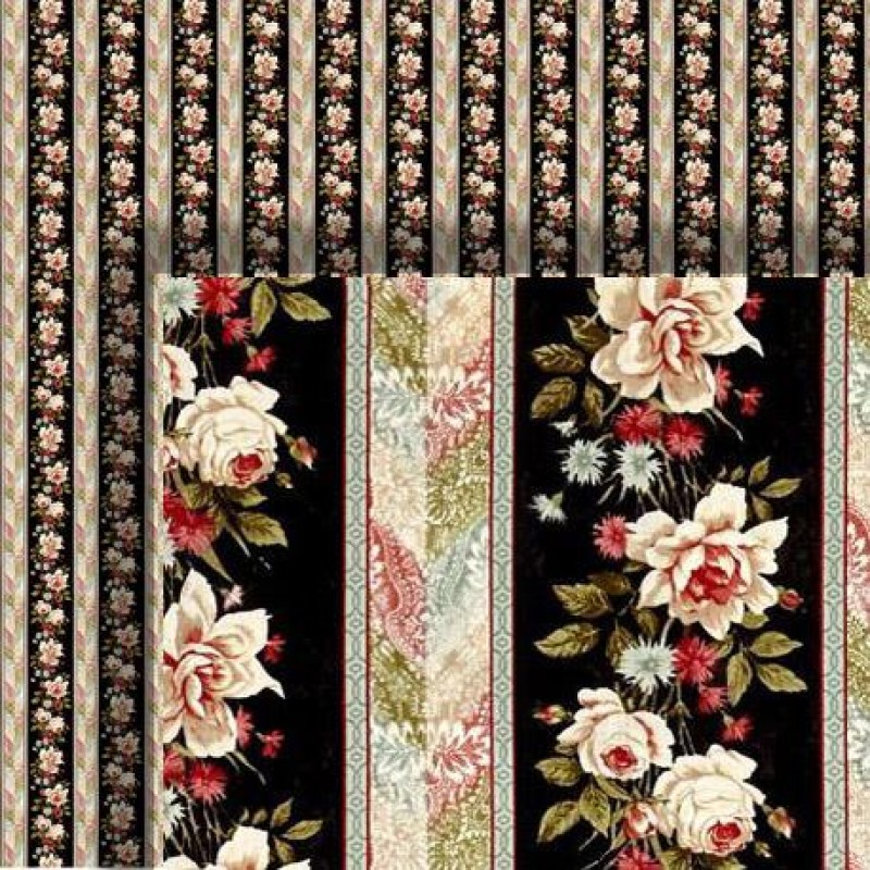 Dolls House Wallpaper Floral Stripe Pattern 1/2 inch 1:24 Miniature Print 582