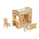 Dolls House Bunk Bed Set Light Oak High Sleeper Miniature Bedroom Furniture Set