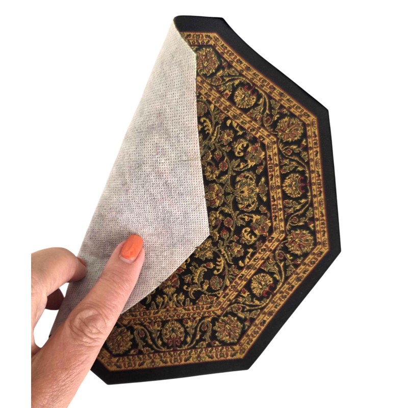 Dolls House Area Rug Traditional Octagonal Black Gold Floral Carpet Lge Dolls House Area Rug Traditional Octagonal Black Gold Floral Carpet Lge