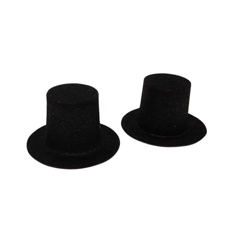 Dolls House Top Hat Black Victorian Gentlemen's or Wedding Attire Pack of 2 1:12