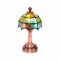 Dolls House Tiffany Table Lamp Multi Coloured Shade Bronze LED Battery Light