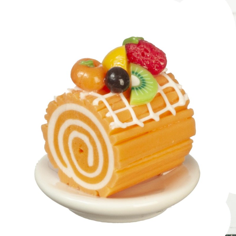 Dolls House Cake Swiss Roll Roulade Orange Dining Food Shop Store Confectionery