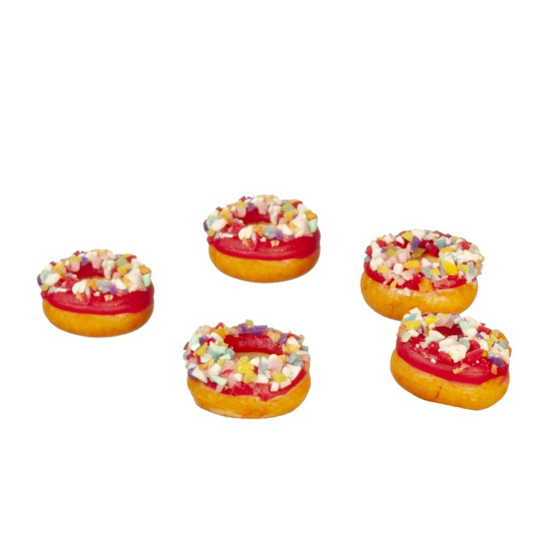 Dolls House Christmas Donuts 5 Cakes Miniature Food Shop Cafe Dining Accessory