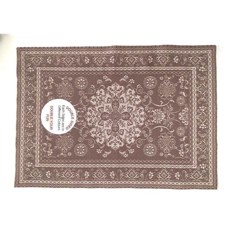 Dolls House Rectangular Rug Traditional Brown Floral Design Carpet Large Dolls House Rectangular Rug Traditional Brown Floral Design Carpet Large