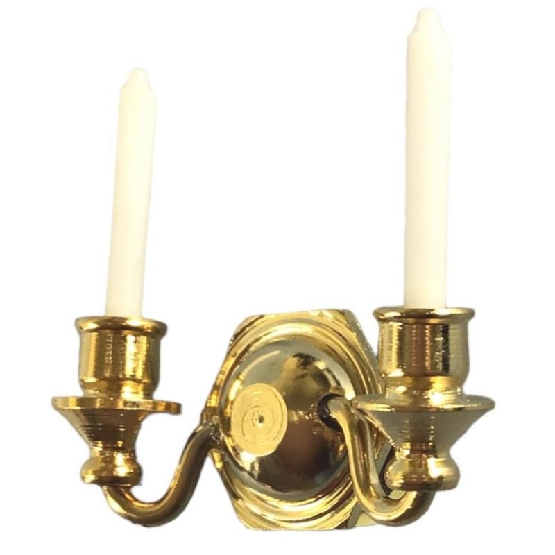 Dolls House Candle Wall Sconce Gold Non Working Miniature Light 1:12 Accessory