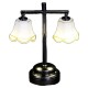 Dolls House  Double Table Lamp Black Pearl Base White Shades LED Battery Light