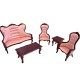 Dolls House Living Room Furniture Set Regency Style Mahogany & Pink 1:12 Suite