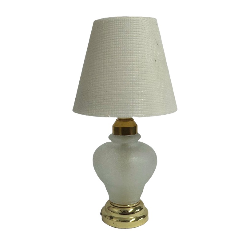 Dolls House Table Lamp Modern White Shade Frosted Glass LED Battery Lighting