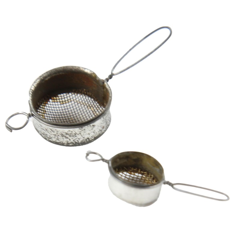 Dolls House Silver Metal Sieve Woven Wire Mesh Strainers Kitchen Accessory