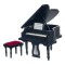 Black Grand Piano & Bench Stool Music Room Furniture Dolls House Miniature 1:12