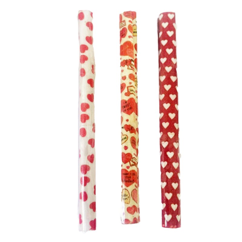 Dolls House Red Valentines Wrapping Paper Rolls Miniature Shop Accessory 1:12