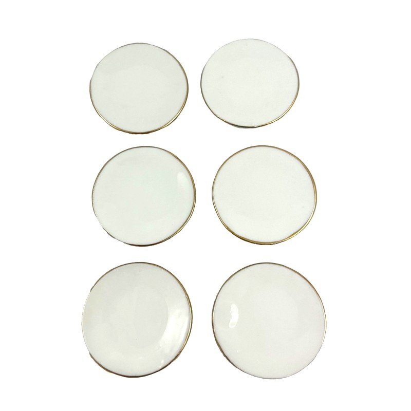 Dolls House Gold Edged Plates 42mm Set of 6 Tableware Dining Kitchen Accessory