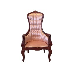 Dolls House Gents Chair Pink & Mahogany Regency Bedroom Living Room Furniture