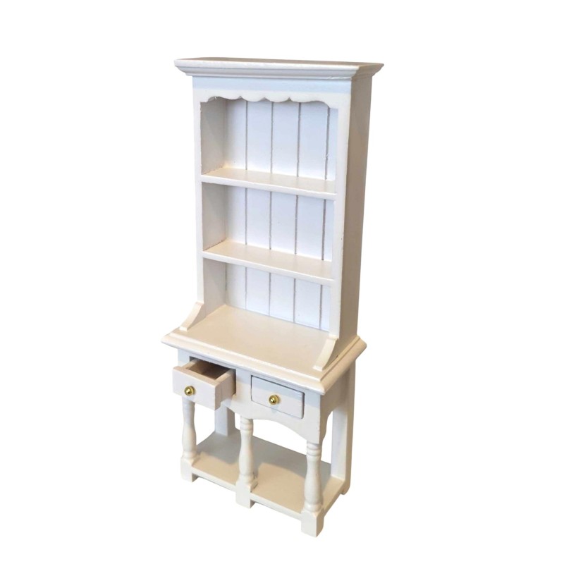 Dolls House Welsh Dresser White Wood 2 Drawer Kitchen Dining Room Furniture 1:12
