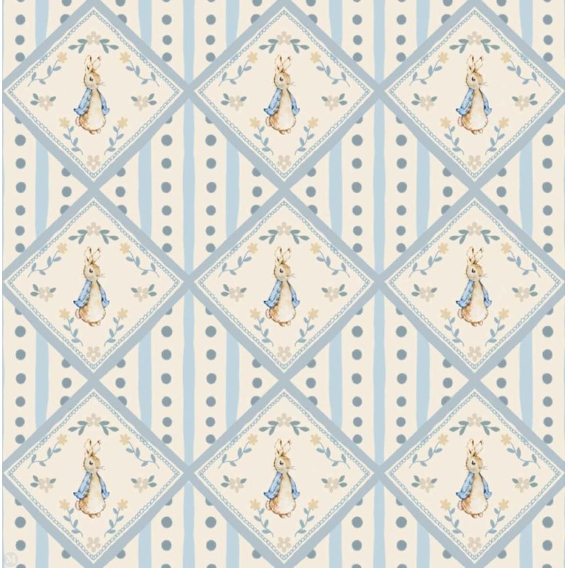 Dolls House Wallpaper Rabbit Pastel Blue Miniature Print 1:12 Dolls House Wallpaper Rabbit Pastel Blue Miniature Print 1:12