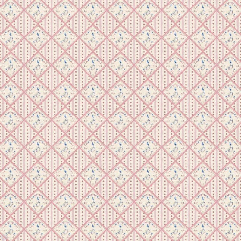 Dolls House Wallpaper Duck on Pastel Pink Miniature Print 1:12 Dolls House Wallpaper Duck on Pastel Pink Miniature Print 1:12
