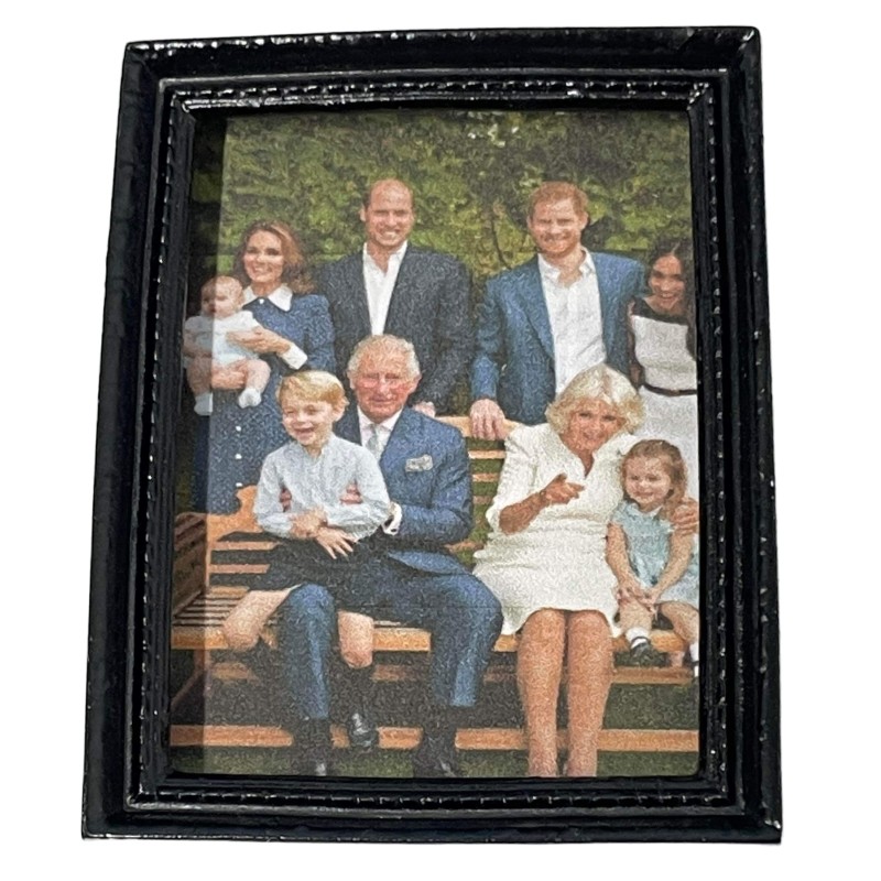 Dolls House King Charles III 70th Birthday Family Portrait Picture in Frame 1:12