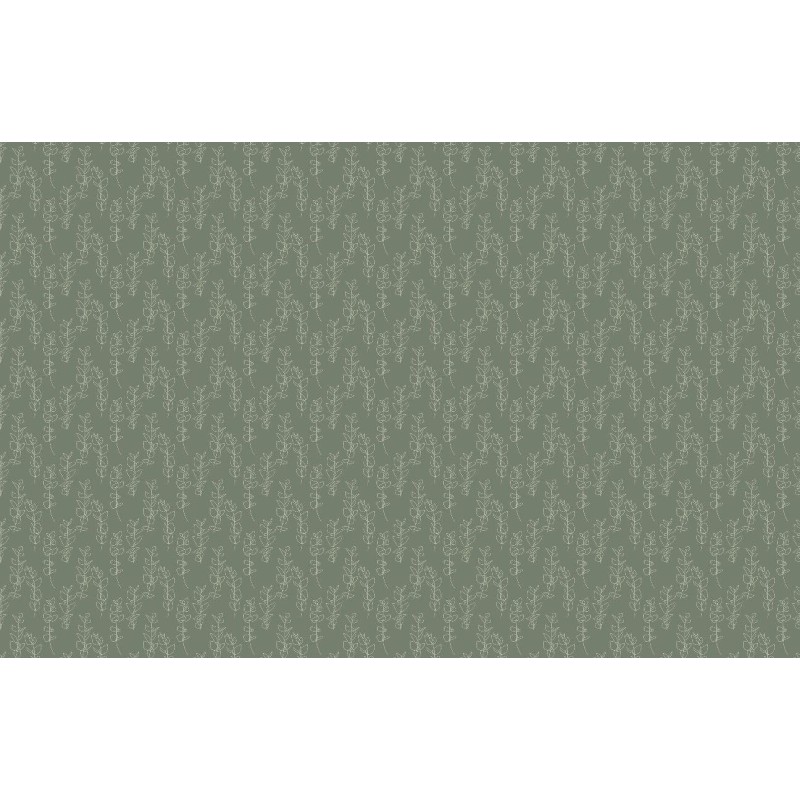 Dolls House Green Line Flower Pattern Miniature Print Wallpaper 1:12 Scale