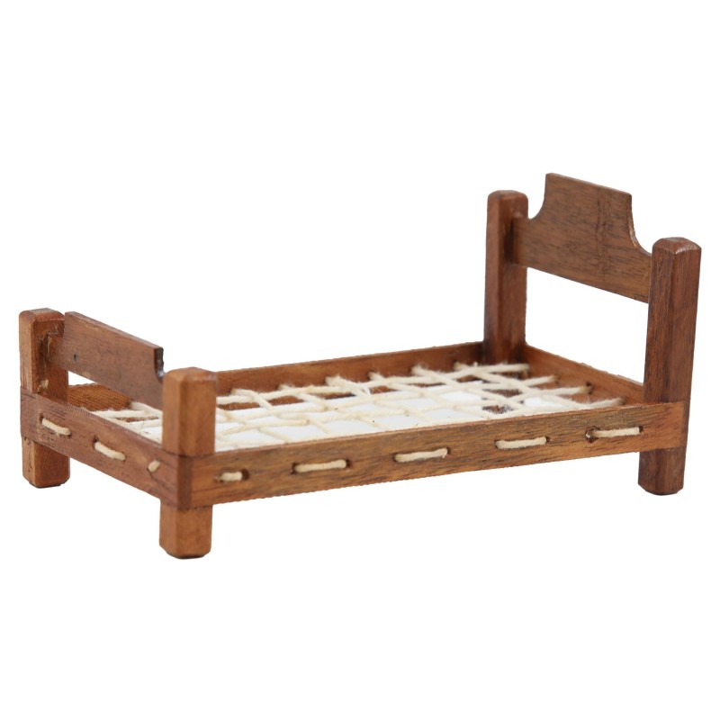 Dolls House Early American Single Wooden Bed Frame Pioneer Bedroom Furniture