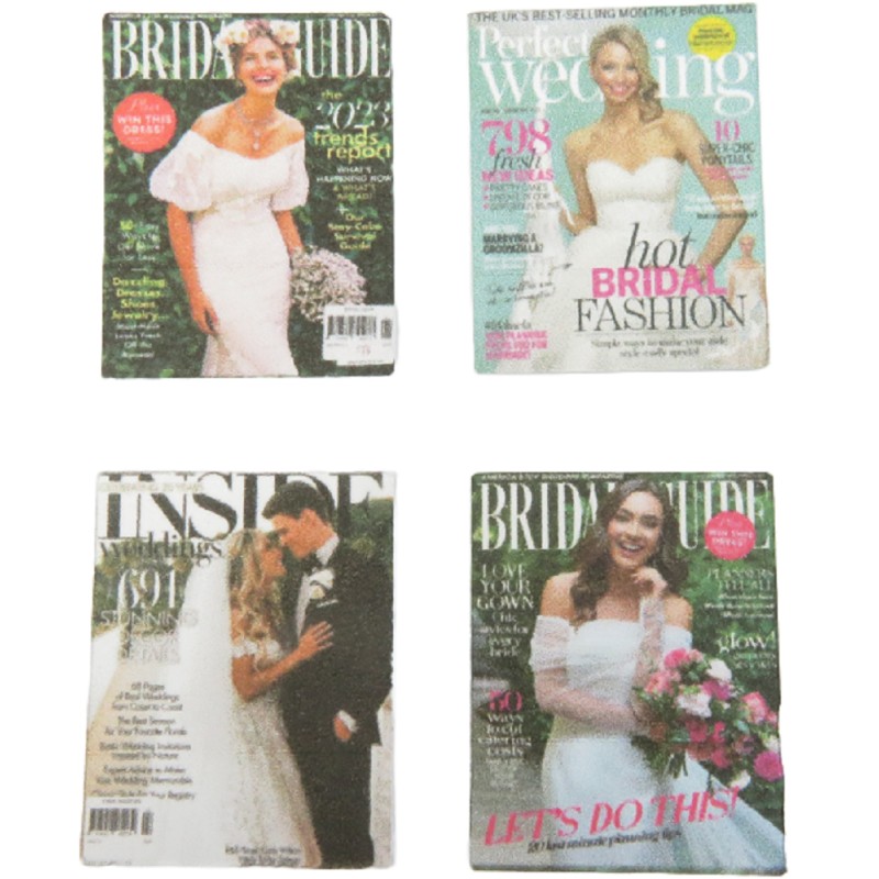 Dolls House Wedding Bride Groom Modern Magazine Cover Set Living Accessory