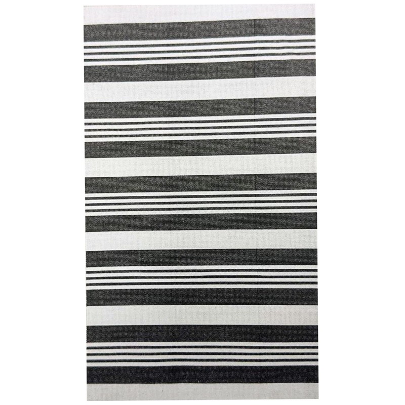 Dolls House Outdoor Rug Grey Black & White Stipe Modern Accessory Printed Card