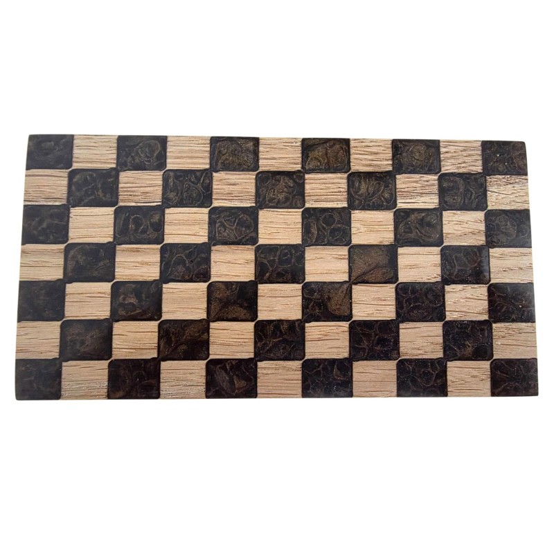 Dolls House Checked Dining Table Solid Oak & Brown Resin Hand Made Miniature XX