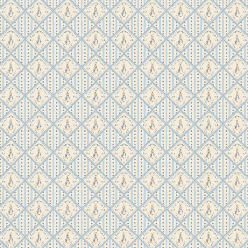 Dolls House Wallpaper Rabbit Pastel Blue Miniature Print 1:12 Dolls House Wallpaper Rabbit Pastel Blue Miniature Print 1:12