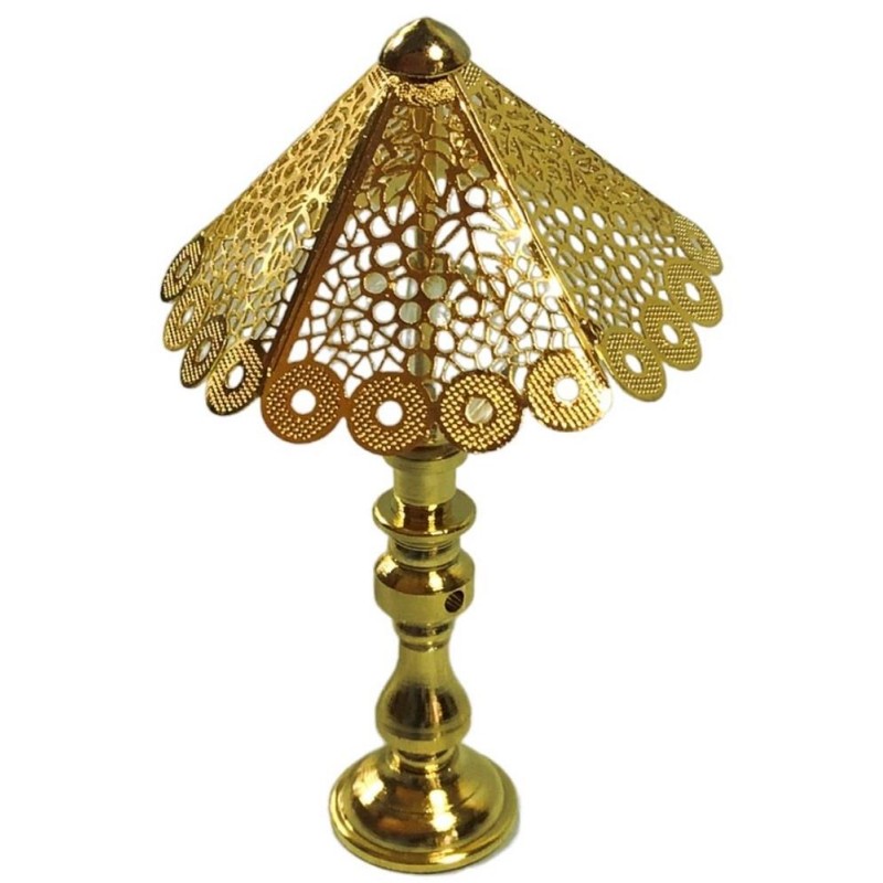 Dolls House Gold Filigree Table Lamp Modern Non Working Light 1:12 Accessory