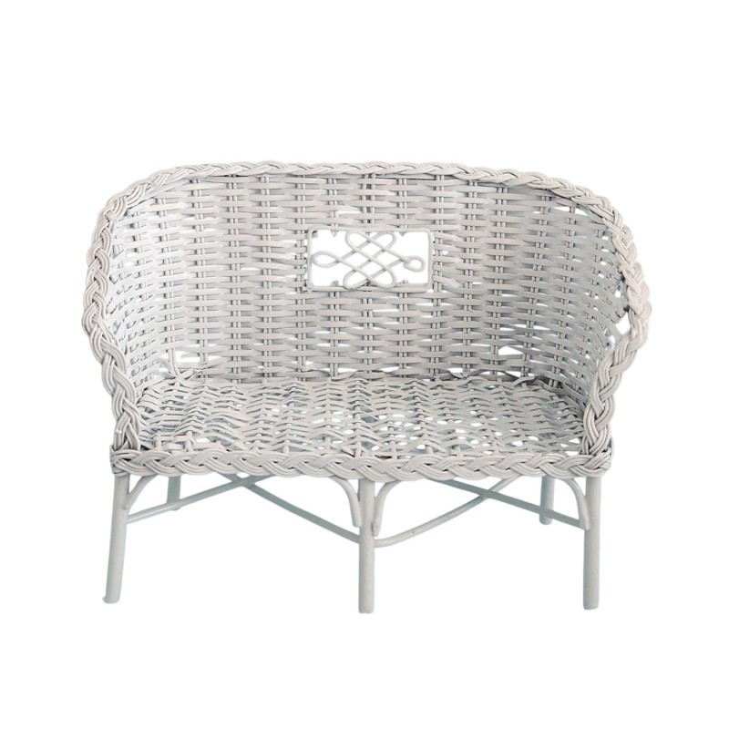 Dolls House Ratan Sofa White Metal Conservatory Garden Living Room Furniture
