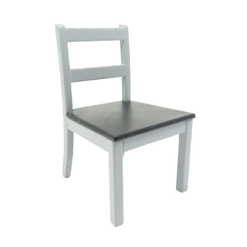 Dolls House Side Chair Grey & Black Miniature Kitchen Dining Room Furniture 1:12