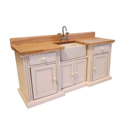 Dolls House White & Oak Smallbone Sink Unit Miniature Kitchen Furniture 1:12