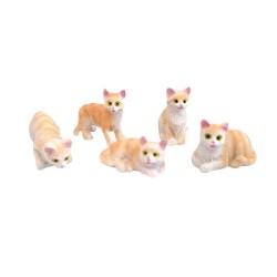 Dolls House 5 Ginger Cats Sitting Standing Lying 1:12 Scale Pets Dolls House 5 Ginger Cats Sitting Standing Lying 1:12 Scale Pets