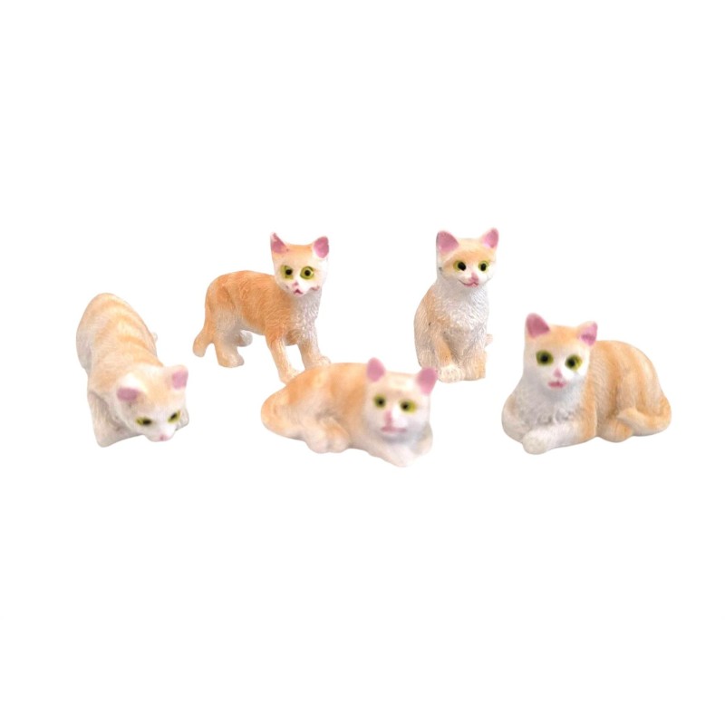 Dolls House 5 Ginger Cats Sitting Standing Lying 1:12 Scale Pets Dolls House 5 Ginger Cats Sitting Standing Lying 1:12 Scale Pets