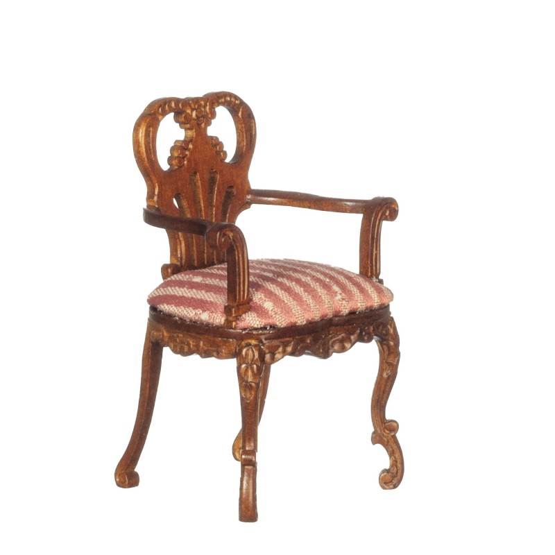 Dolls House Belter Carver Chair Regency Pink & Walnut JBM Dining Room Furniture