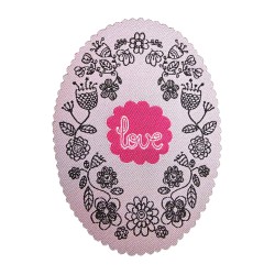 Dolls House Scalloped Oval Rug Floral Love Design Miniature 1:12 Accessory Small